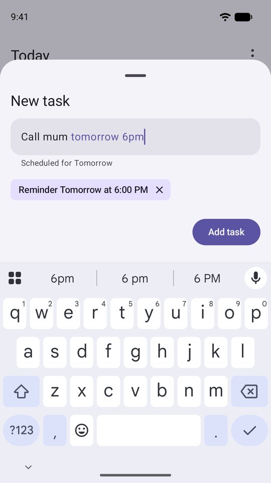 Quick Add reading "tomorrow 6pm" as it is typed